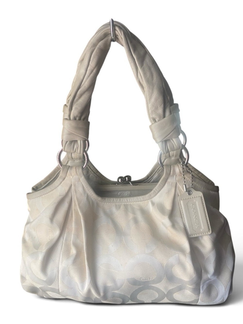 Coach Cream Signature Logo Shoulder Bag